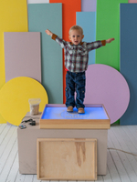 Планшет для рисования песком из массива дерева с цветной подсветкой, набором инструментов, песком и крышкой