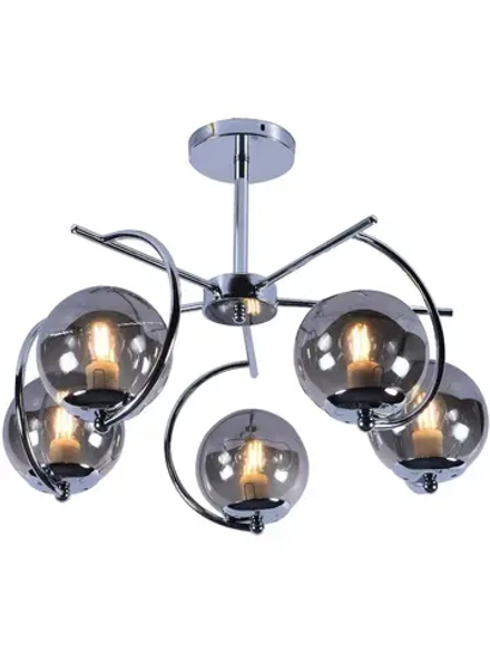 Люстра потолочная BALLI E27*5*60W хром,дымчатый