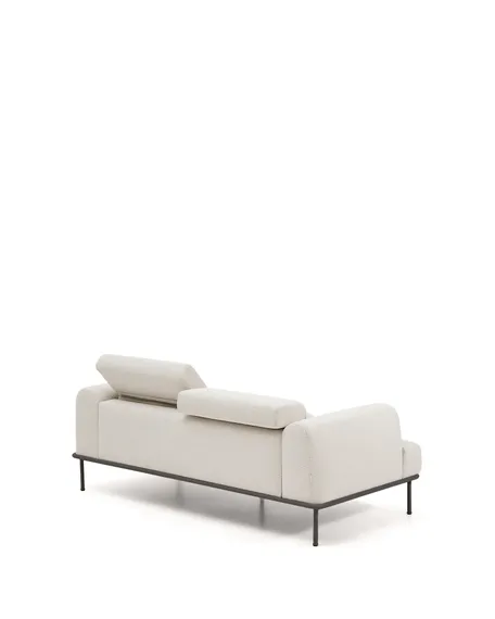 2-местный диван Aurum из шенилла цвета экрю и серого металла 210 см