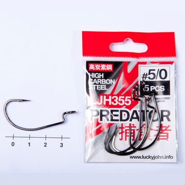 Крючки офсетные Lucky John PREDATOR LJH355 №5/0, 5 шт.