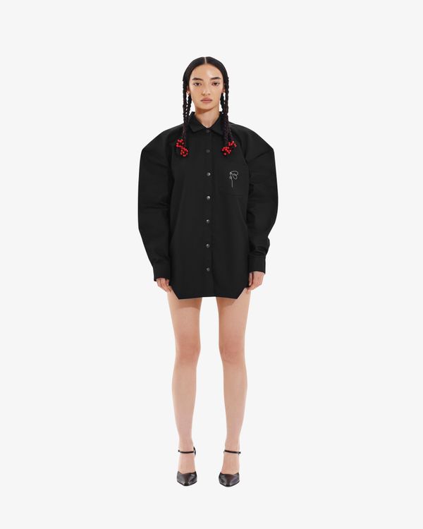 Рубашка c вышивкой ниточка черная - фото 2