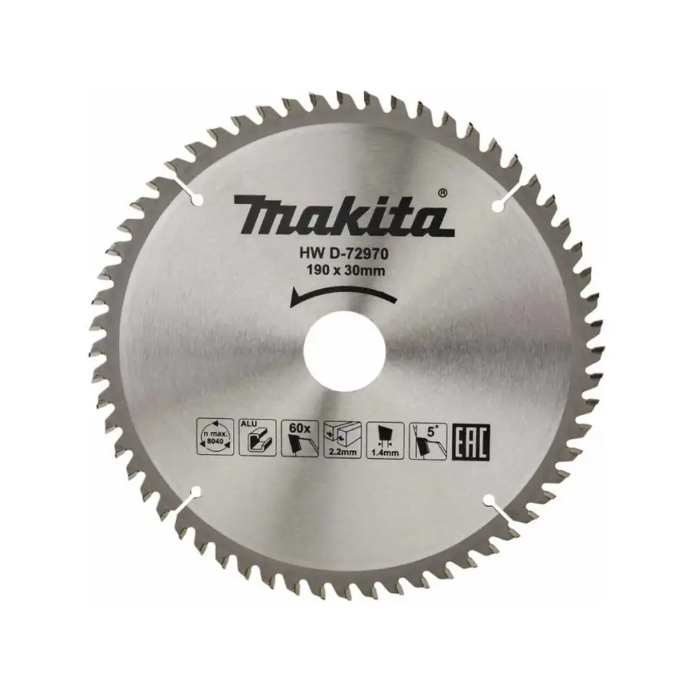 Пильный по алюминию 190x30/20x2.2/1.4x60T Makita D-72970