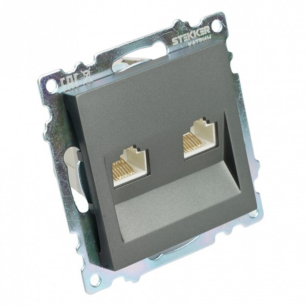 Розетка двойная Ethernet RJ-45 без рамки Stekker Катрин 50008