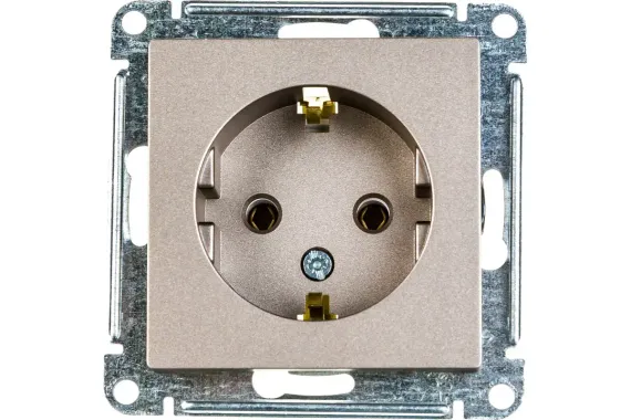 Розетка Systeme Electric ATLASDESIGN с заземлением шампань 37459