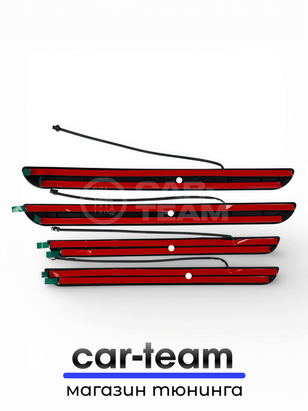 Накладки на пороги на Лада Гранта светодиодные LED, ABS-пластик, синяя подсветка (4шт)