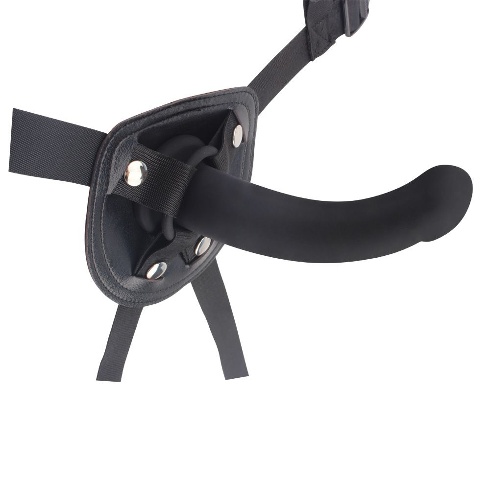 Черный страпон Bend Over For Beginner - 15 см. (Цвет: черный)