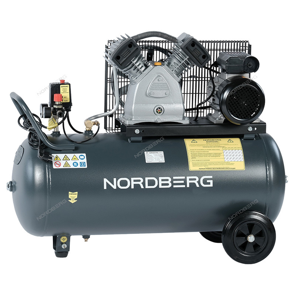 NORDBERG (NCP100/420A) Компрессор поршневой с ременной передачей 220В, ресивер 100л, 420л/мин