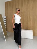 Костюм юбка макси и жилет изо льна