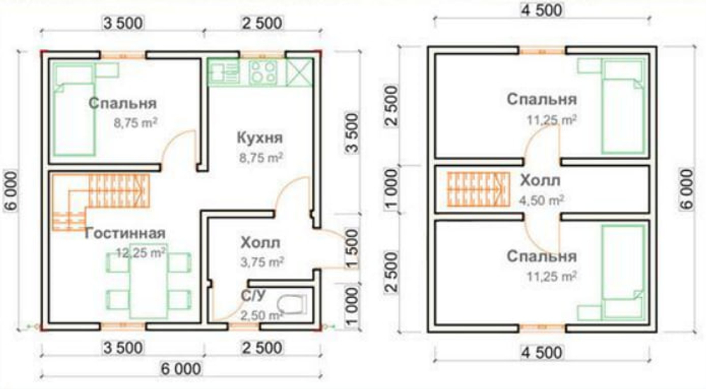 Проект Дома 63 кв. м из бруса Д-29