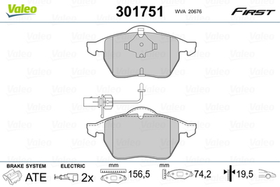 VALEO - 301751-VAL - Brake Pad Set, disc brake