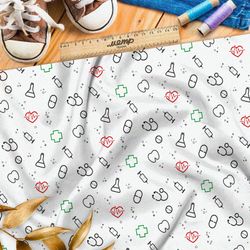 Ткань мембрана мелкий врачебный инвентарь на белом фоне