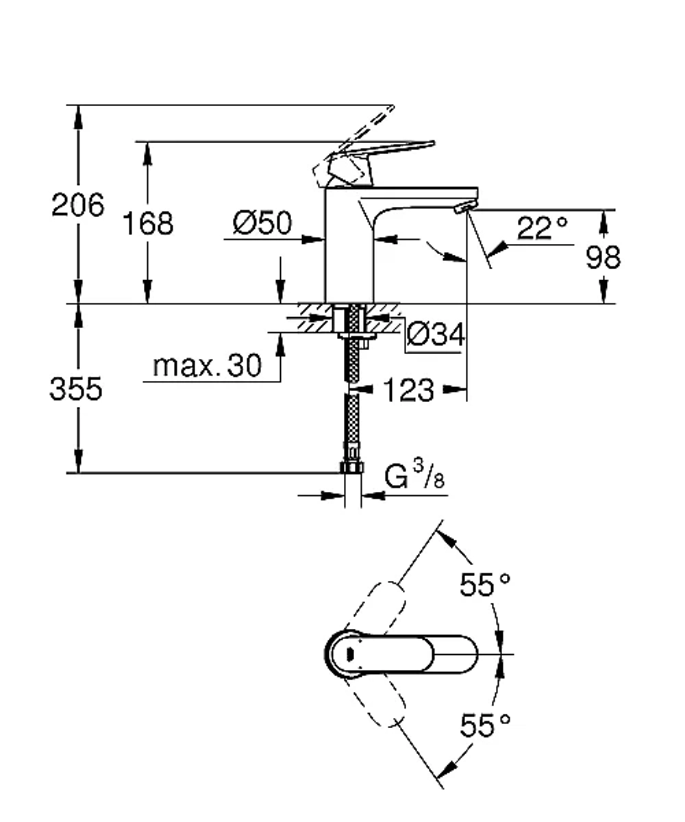 Смеситель для раковины GROHE Eurosmart Cosmopolitan 23327KW0 черный сатин