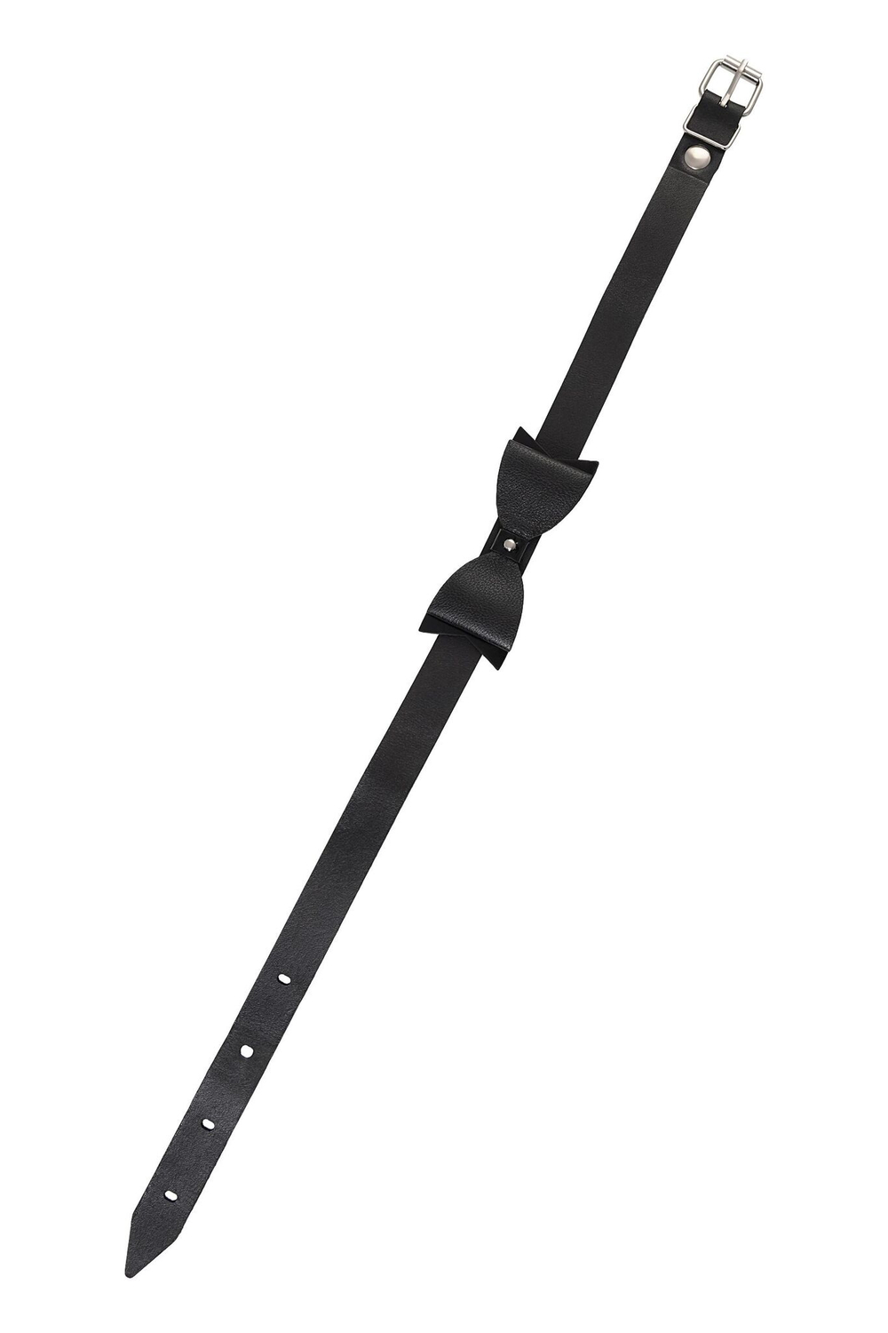 Черный кожаный чокер с бабочкой (Цвет: черный)