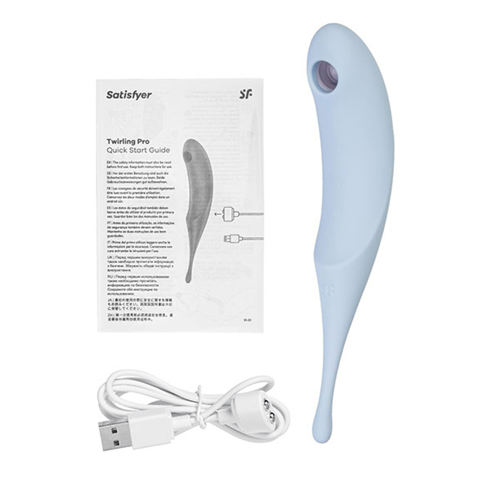 Голубой вакуум-волновой стимулятор клитора 20,4см Satisfyer Twirling Pro Blue