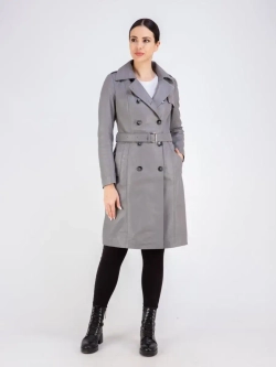 Тренч длинный кожаный с поясом плащ на весну