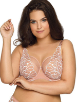 Бюстгальтер на косточках с контрастной молочной вышивкой (Размер: 80C) (Цвет: бежевый)