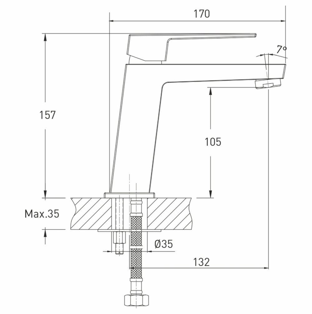 Смеситель для умывальника 35k MIXLINE ML20-04 "Quadro"