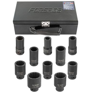 Набор головок ударных глубоких 3/4''10пр. (12гр.) (17,19,22,24,27,30,32,36,41,46мм) Forsage F-6108-9MPB