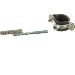 Хомут трубный металлический с резиновым уплотнителем, дюбелем и шпилькой-шурупом M8 (40-46мм) 5/4"