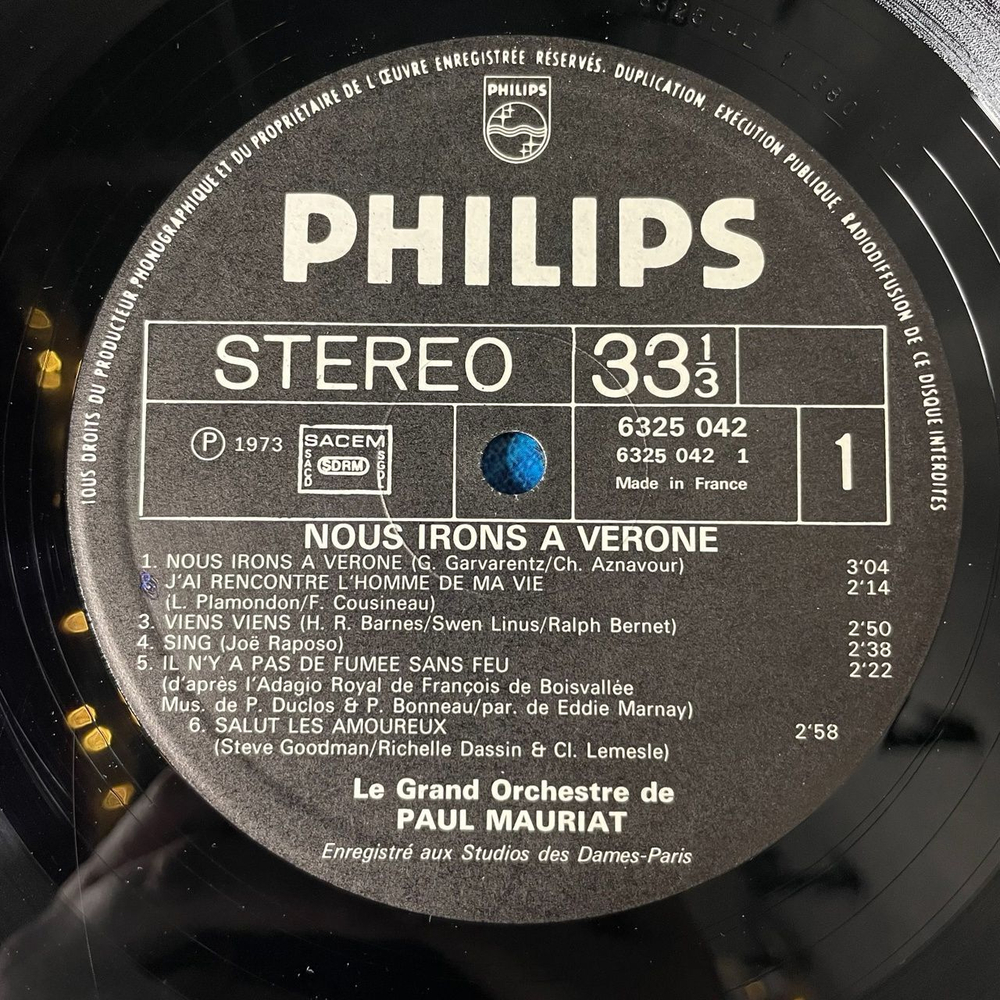 Винтажная виниловая пластинка LP Le Grand Orchestre De Paul Mauriat Nous Irons A Verone Поль Мориа (France 1973)