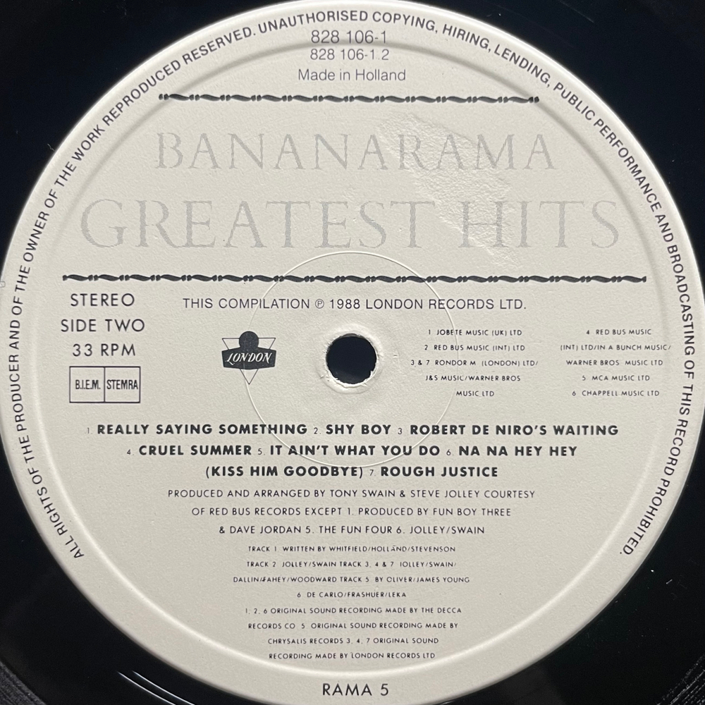 Bananarama - The Greatest Hits Collection (Голландия 1988г.)