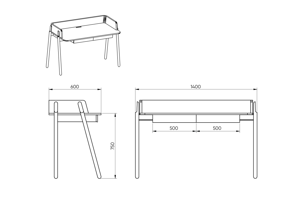 Стол письменный Basic 140*60 см (натуральный дуб, бежевый рогожка)