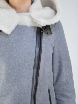 Дубленка авиатор натуральная с капюшоном