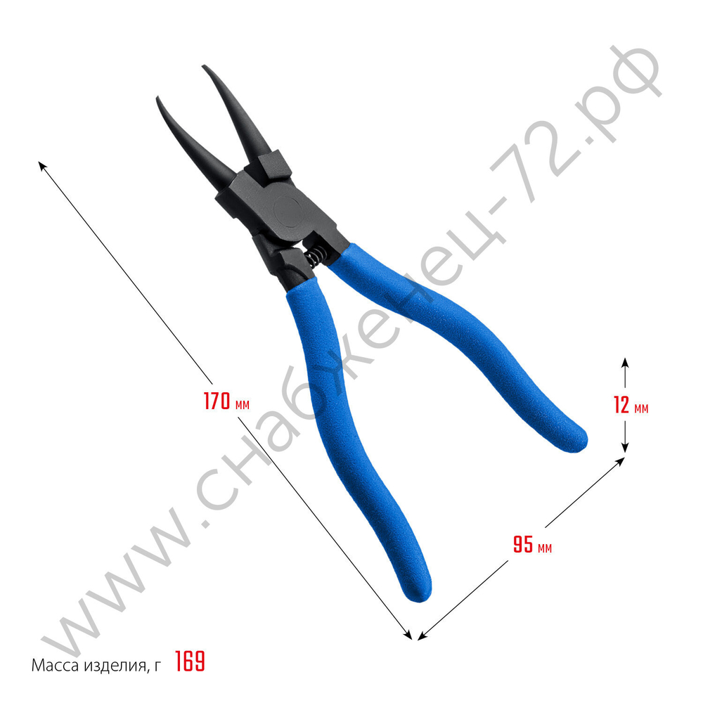 ЗУБР 180 мм, прямые губки, Внутренний съемник стопорных колец (22821-1)