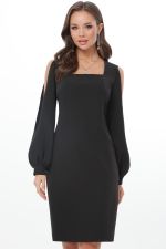 Платье приталенное черное с разрезами на рукавах DStrend (Акция)