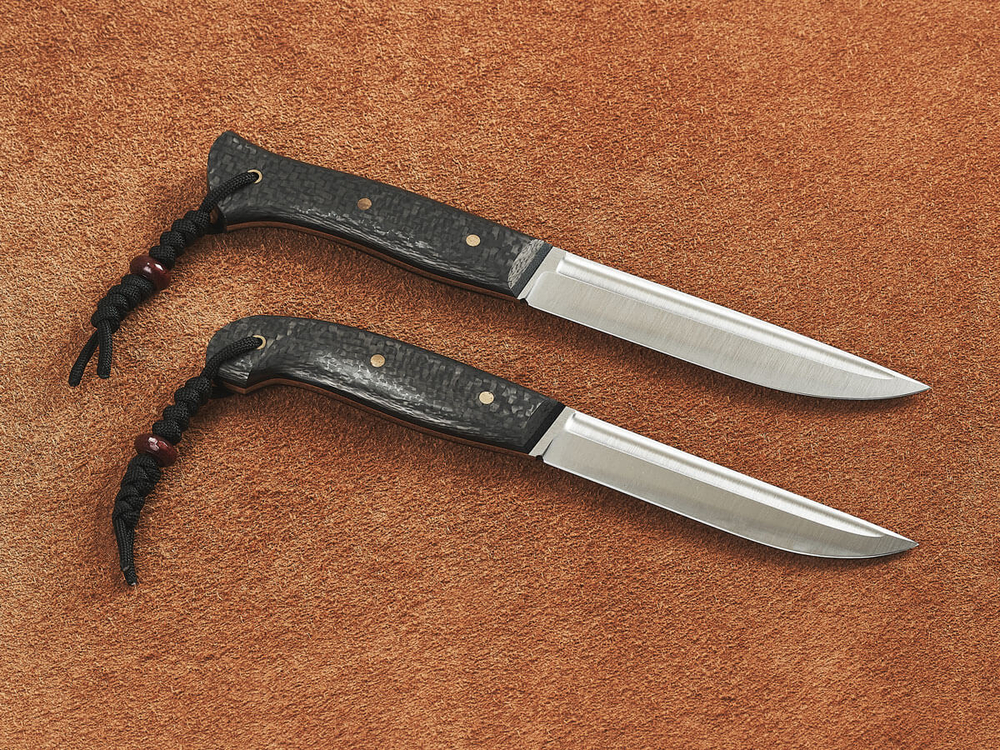 Спарка цельнометаллических финских ножей, сталь VG10, рукоять карбон (черный спейсер)