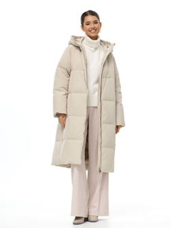 Пуховик длинный с капюшоном, молочная, SilverFox