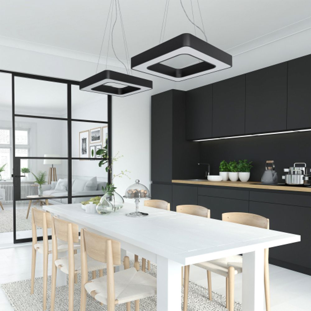 Светильник LED ЭРА Geometria SPO-164-B-40K-110 Quadro 110Вт 4000К 10500Лм IP40 800х800х80 мм черный подвесной