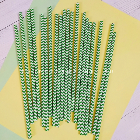 Трубочки бумажные "зелёный зигзаг"