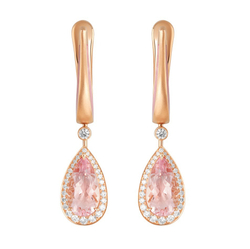 Серьги С Морганитом и Бриллиантами, Эмаль, E0143-20/2