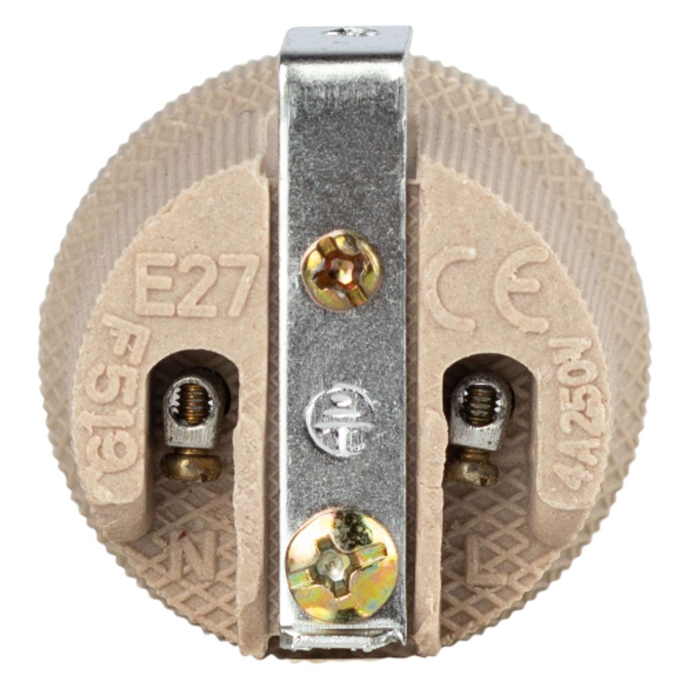 Патрон ЭРА Е27 керамический белый с держателем