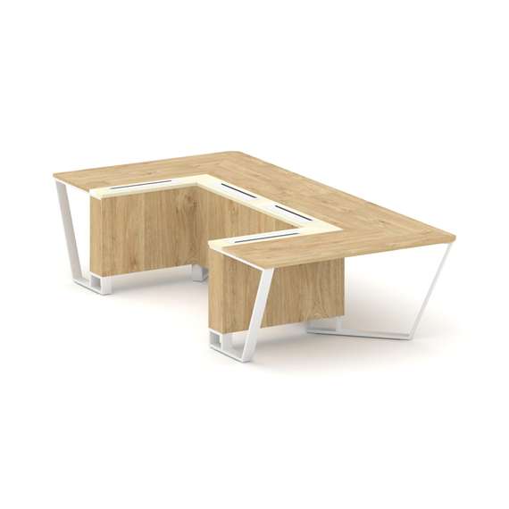 Steel Meet Стол переговорный П-образный KMK-PR.B.SP-07P Тиквуд Светлый/Ваниль Глянец/Металл Белый 16