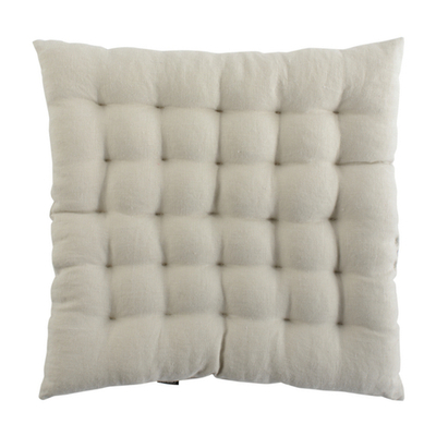 Подушка стеганая на стул из умягченного льна бежевого цвета essential, 40х40 см