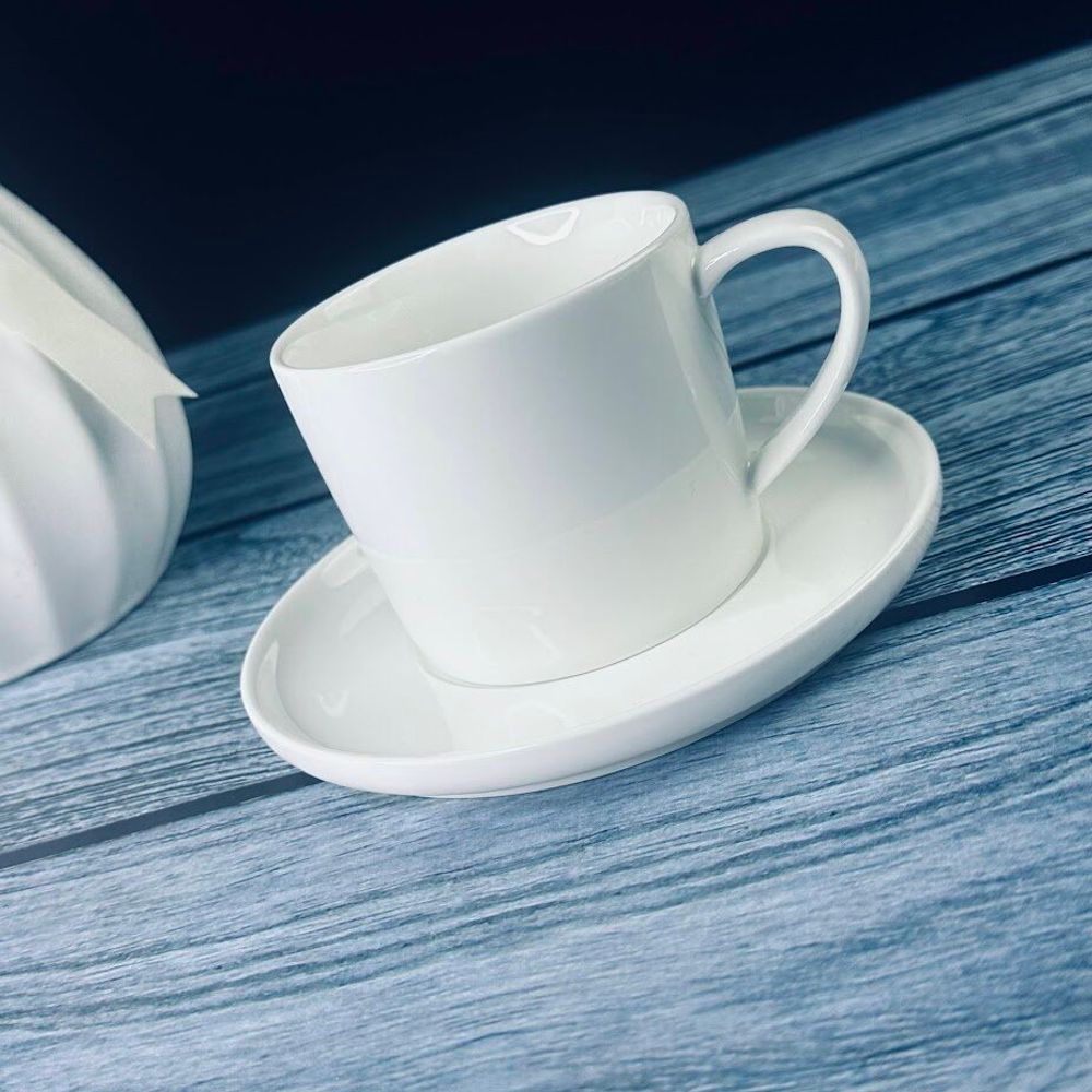 Lenardi 118-039 Чашка 300мл BIANCO с блюдцем в под.уп.(х16)Фарфор