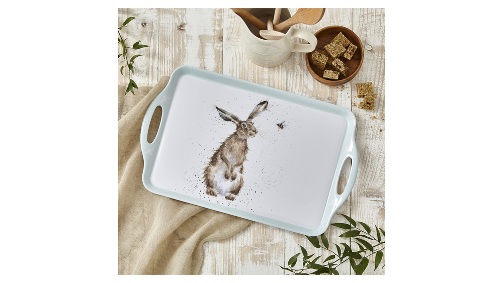 Поднос с ручками 48х29.5см Pimpernel Забавная фауна Зайка и пчела