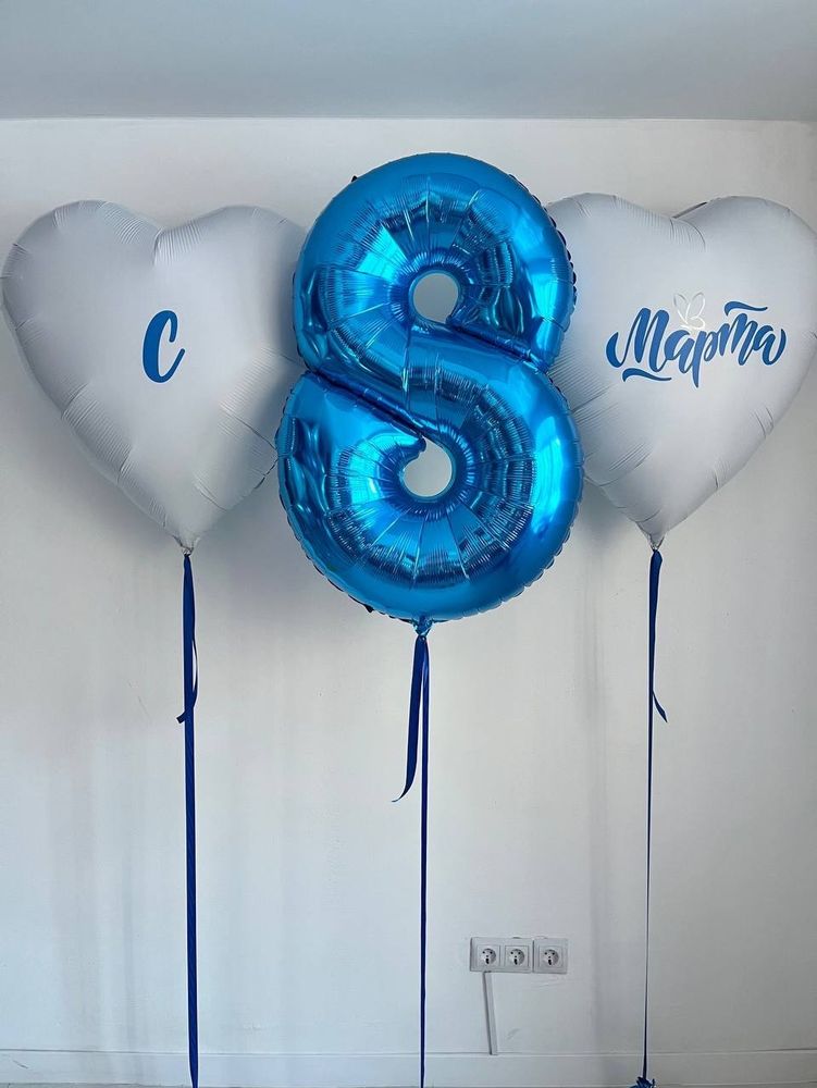 Воздушные шары сердца с 8 марта №2980