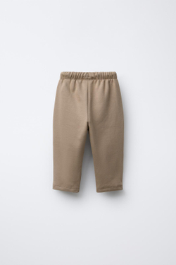 ZARA БРЮКИ ИЗ ФЛИСА С ПРИНТОМ И КАРМАНАМИ, РЫЖЕВАТО-КОРИЧНЕВЫЙ