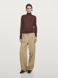 Massimo Dutti Свитер из смесовой шерсти с высоким воротником, гранатовый