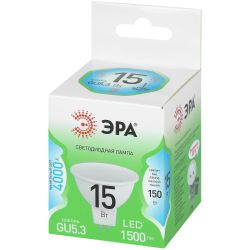 Лампа светодиодная ЭРА GREEN LINE LED MR16-15W-840-GU5.3 GL 15Вт софит яркий белый свет GU5.3