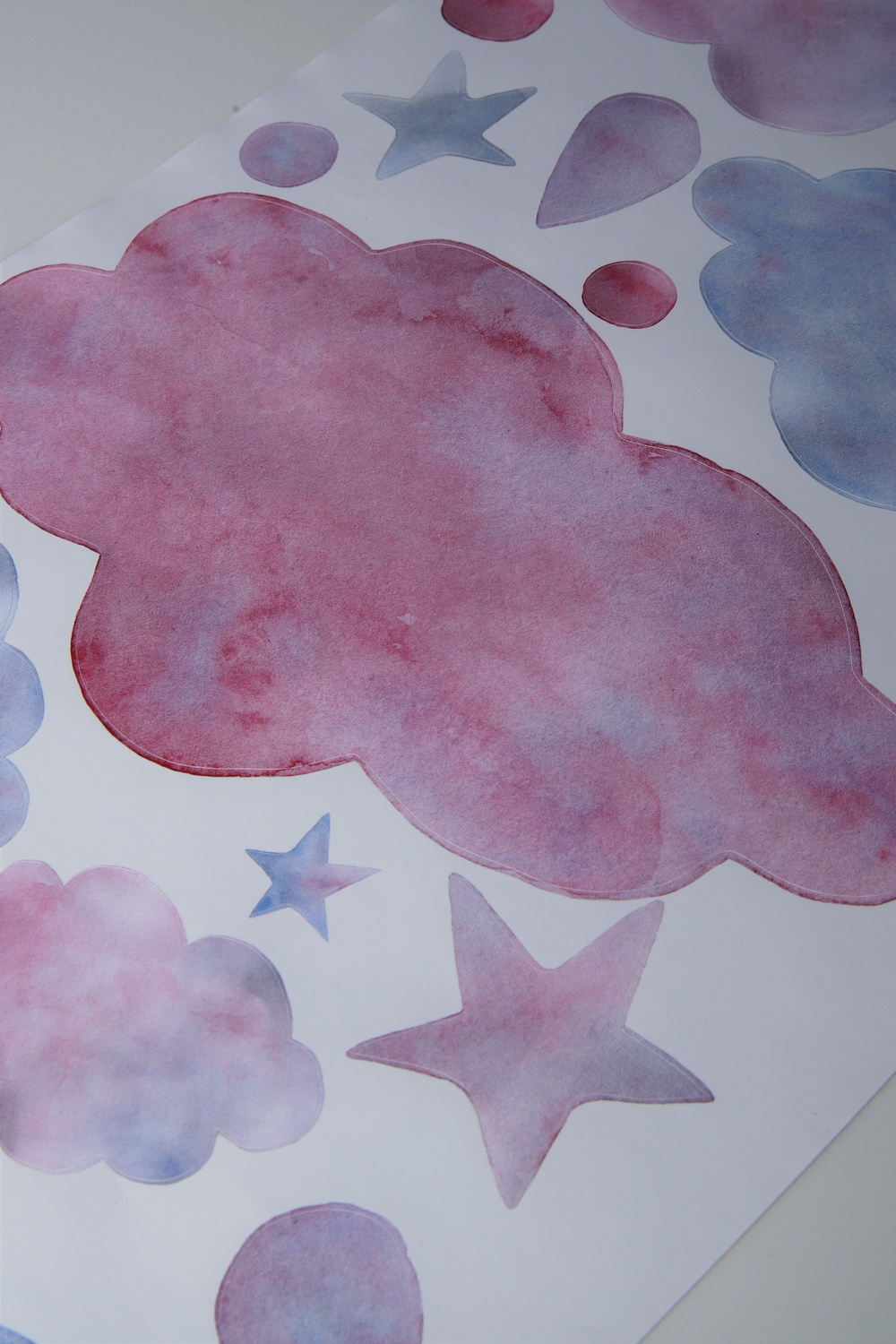 Интерьерные детские наклейки в комнату, акварельные облака