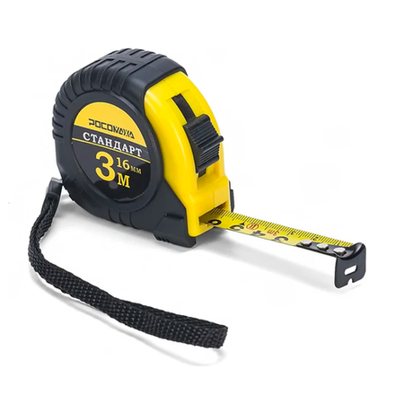 Рулетка в обр.корпусе СТАНДАРТ (3,0 м; 16 мм) "РОСОМАХА" (601316)