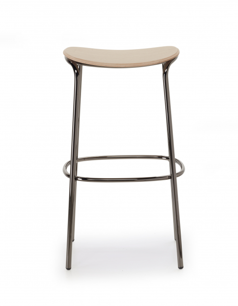 Табурет деревянный барный Scab Design Trick Wood, черный глянцевый никель, натуральный дуб