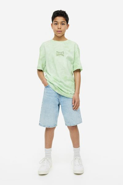 H&M Трикотажная футболка с принтом, лаймовый