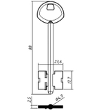 Заготовка сувальдного ключа 10656 140/2- Гардиан-5 литье (88*23,6*17,7)(4,9) (GRD5D)