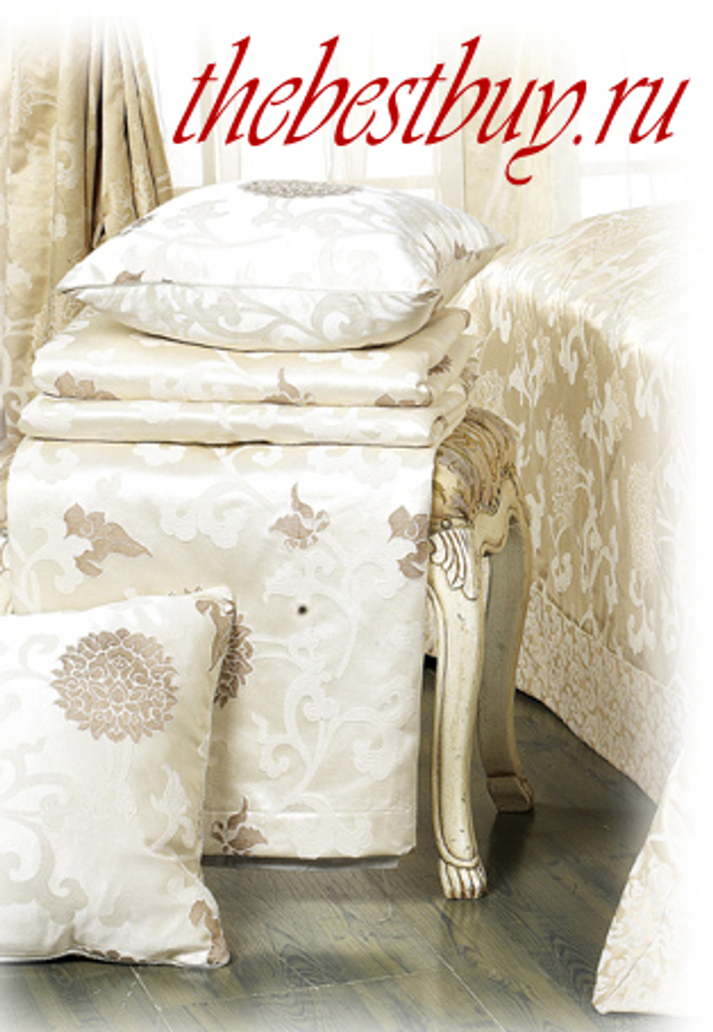 Шторы для спальни с покрывалом: Белла  (арт. 15S)  -   (270х275) х2 см. - молочные