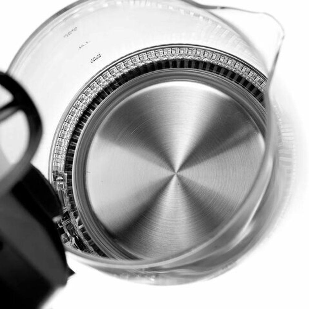 Чайник BRAYER BR1044BK, 2 л, 2200 Вт, закрытый нагревательный элемент, стекло, черный